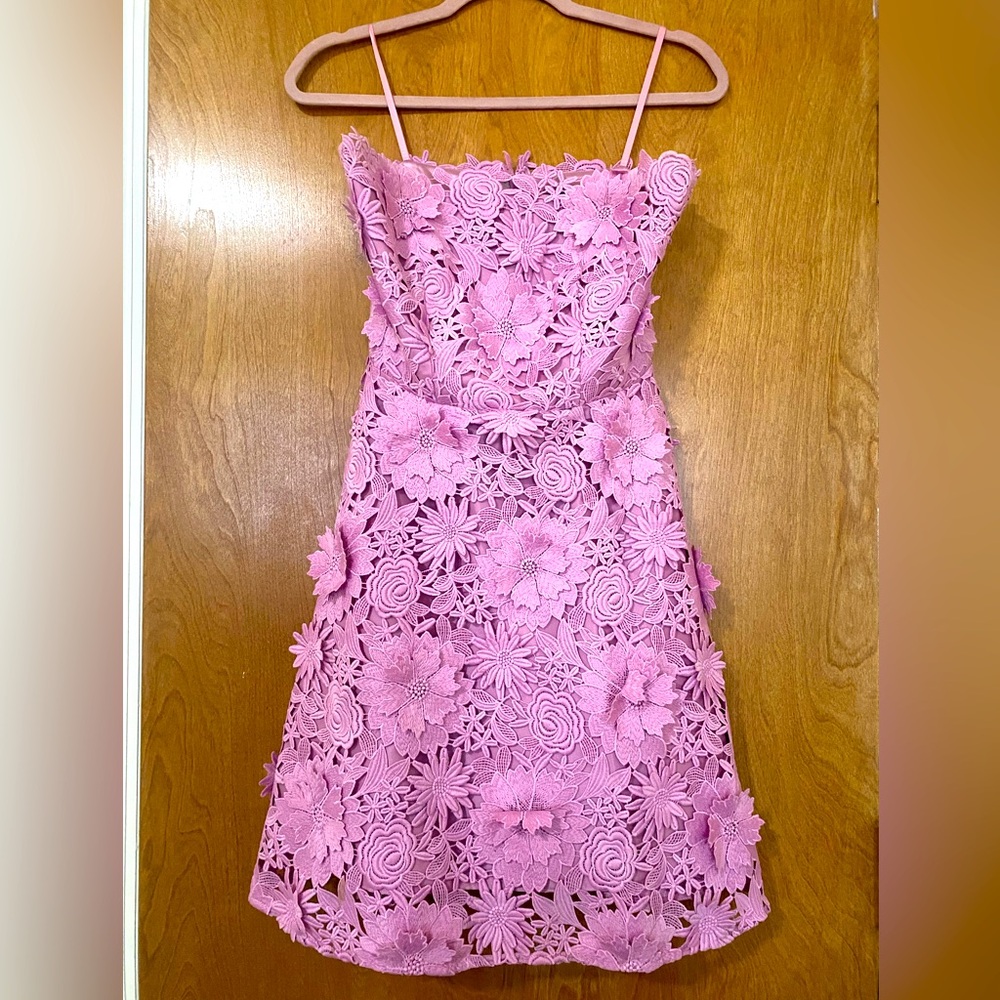 Milly floral textured pink strapless dress